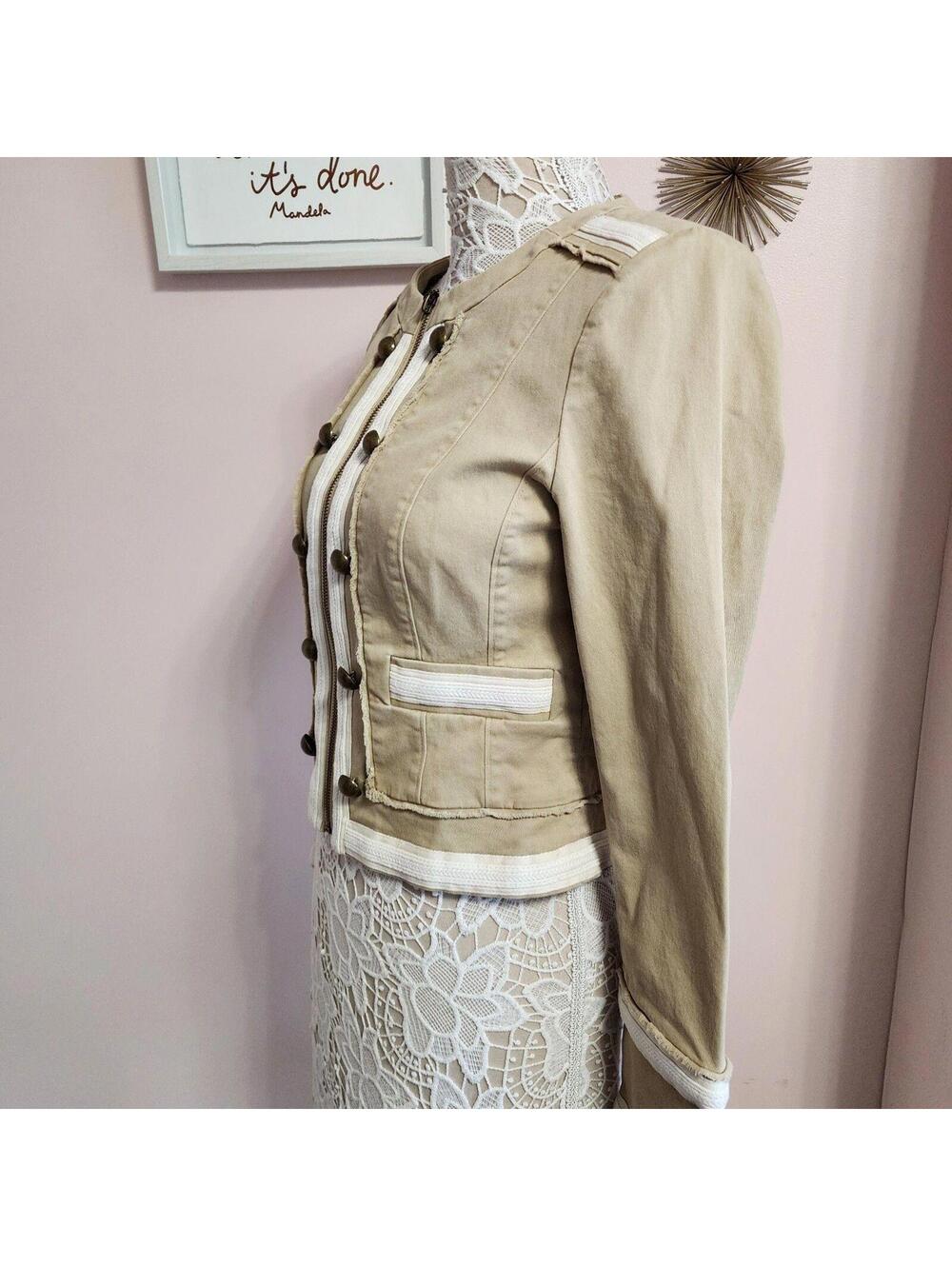 flawless White House Black Market Tan white military like blazer jacket 6 - Picture 4 of 9